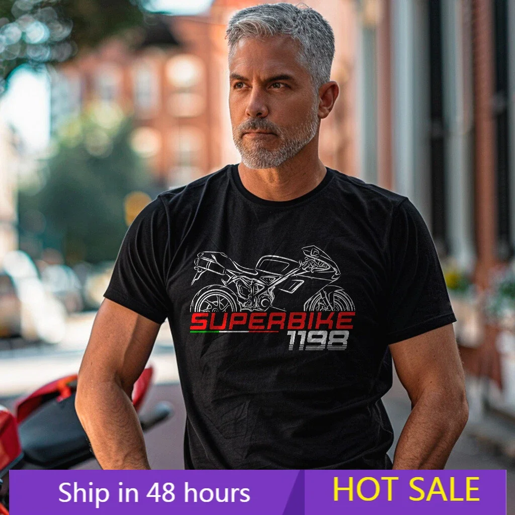 

Summer T-shirts Du/.ca.tis Superbike 1198 - Motorcycle T-Shirt for Sportbike Riders Graphic Short Sleeves Oversized Tee