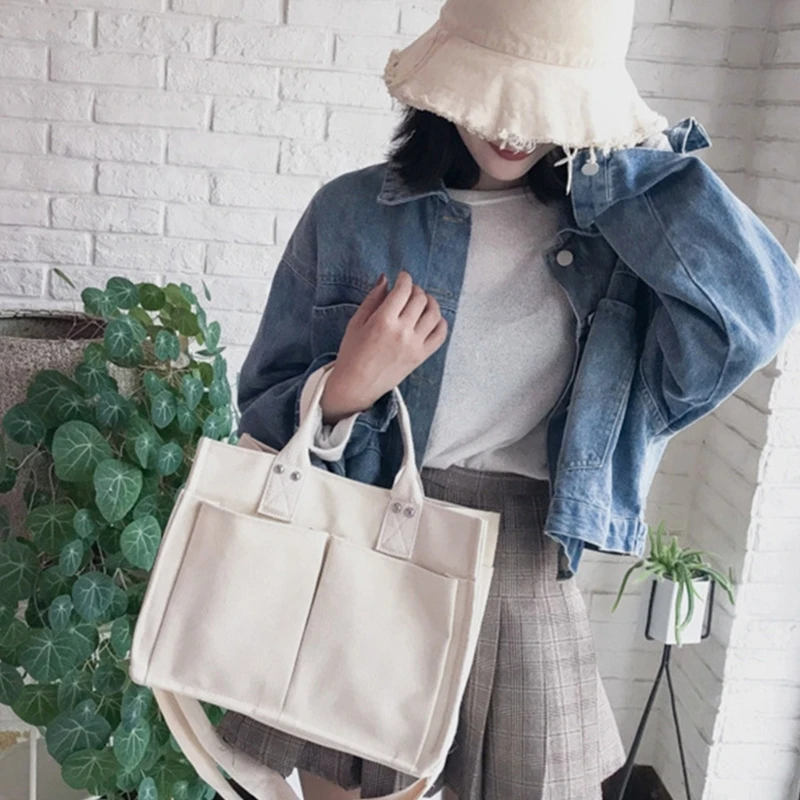 Multi-pocket Crossbody Bags for Women Canvas-Bag Large Capacity Shoulder Bag Ins