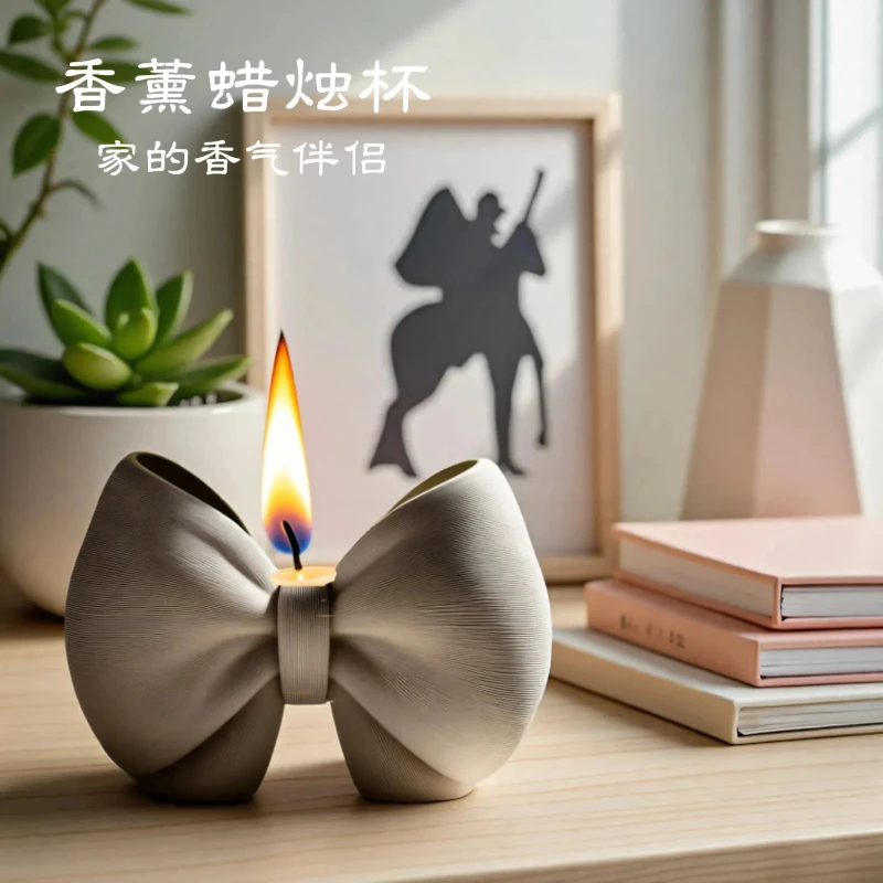 

Bowknot Silicone Mold for Concrete Flower Pot DIY Candle Holder Craft Making Tools Home Decor Unique Design Plaster Ornament