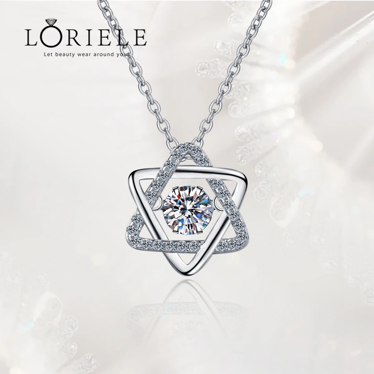 

LORIELE 14K White Gold Real GRA Moissanite Necklace For Women 925 Sterling Silver 0.5ct Lab Diamond Necklace Fine Jewelry