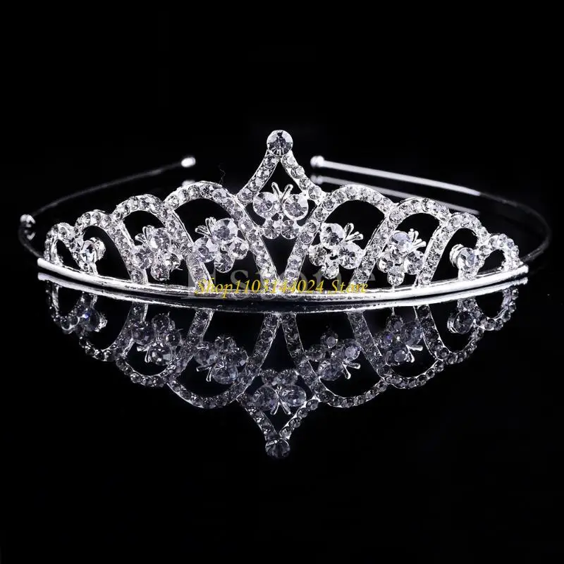 N5KE Vintage Wedding Bridal Crystal for Rhinestone Headband Crown Hair Accessories Ti