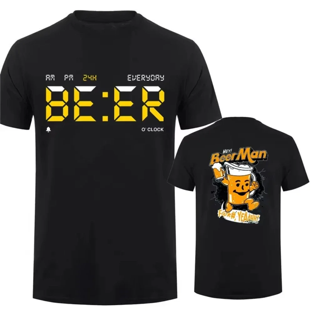 Men's Printed T-Shirt 100% Cotton Short Sleeve Beer Pattern Fashion Street Trend Loose T-Shirt
