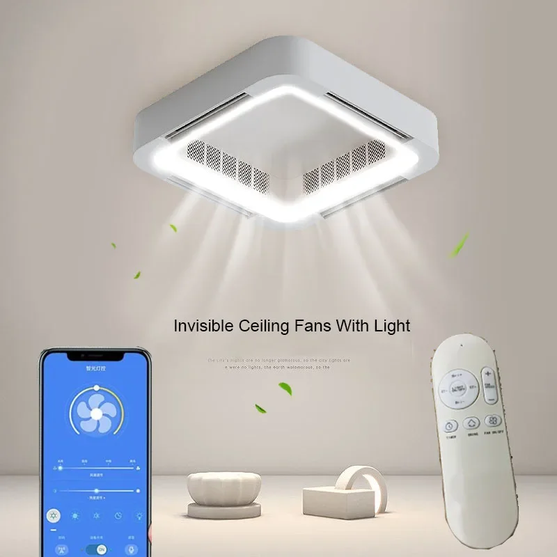 

Ceiling Light with Fans Invisible Bladeless Remote Control NO Blades LED Circulator Home Decor Bedroom Living Room Hanging Light