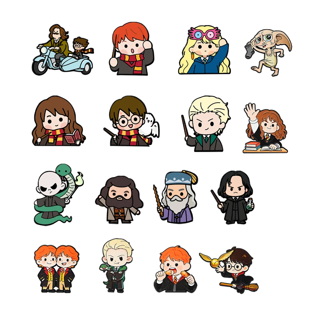 6-16pcs Magical Wizard Cartoon Enamel Pins Cute Chibi Charac