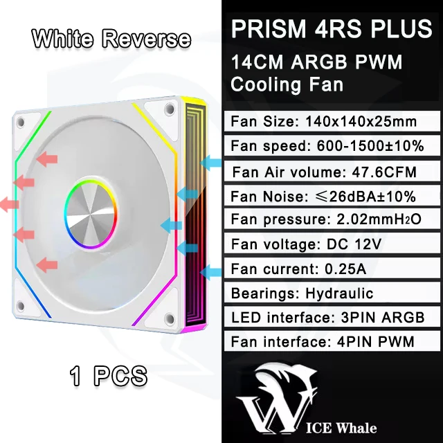 ICE Whale Prism 4RS Plus ARGB PC Case Fan 14cm Infinity Mirror Design Motherboard Light Sync 4PIN PWM CPU Cooler Fan Ventilador image 3