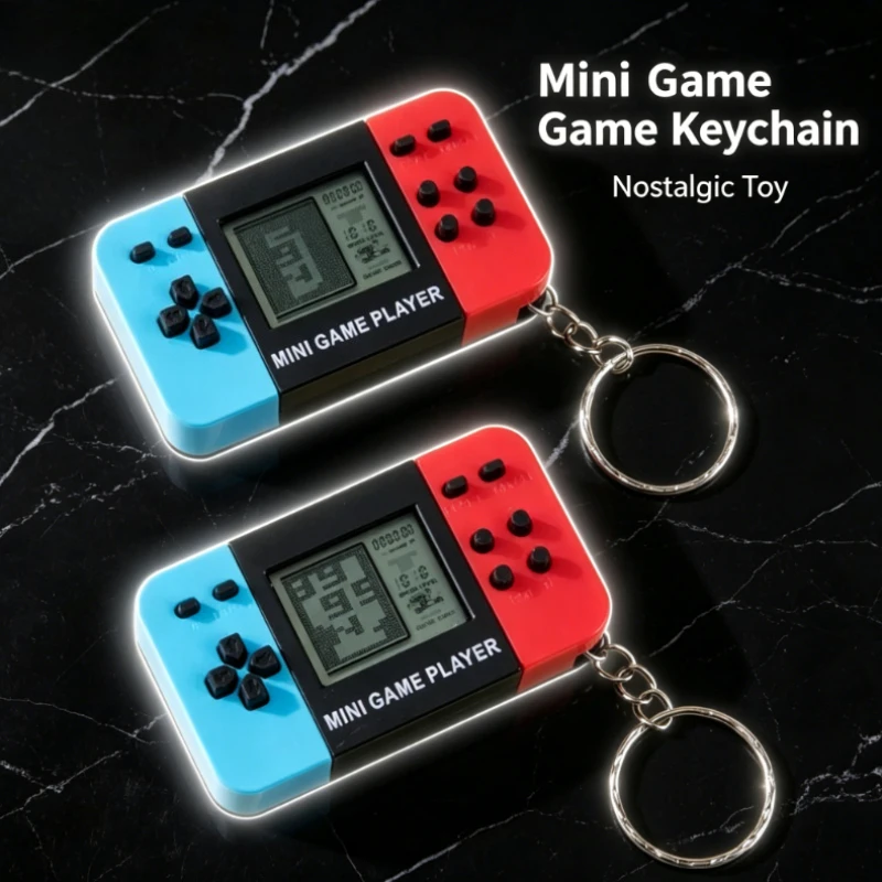 Gaming Console Keychain - Retro Classic Tetris Game Handheld Electronic