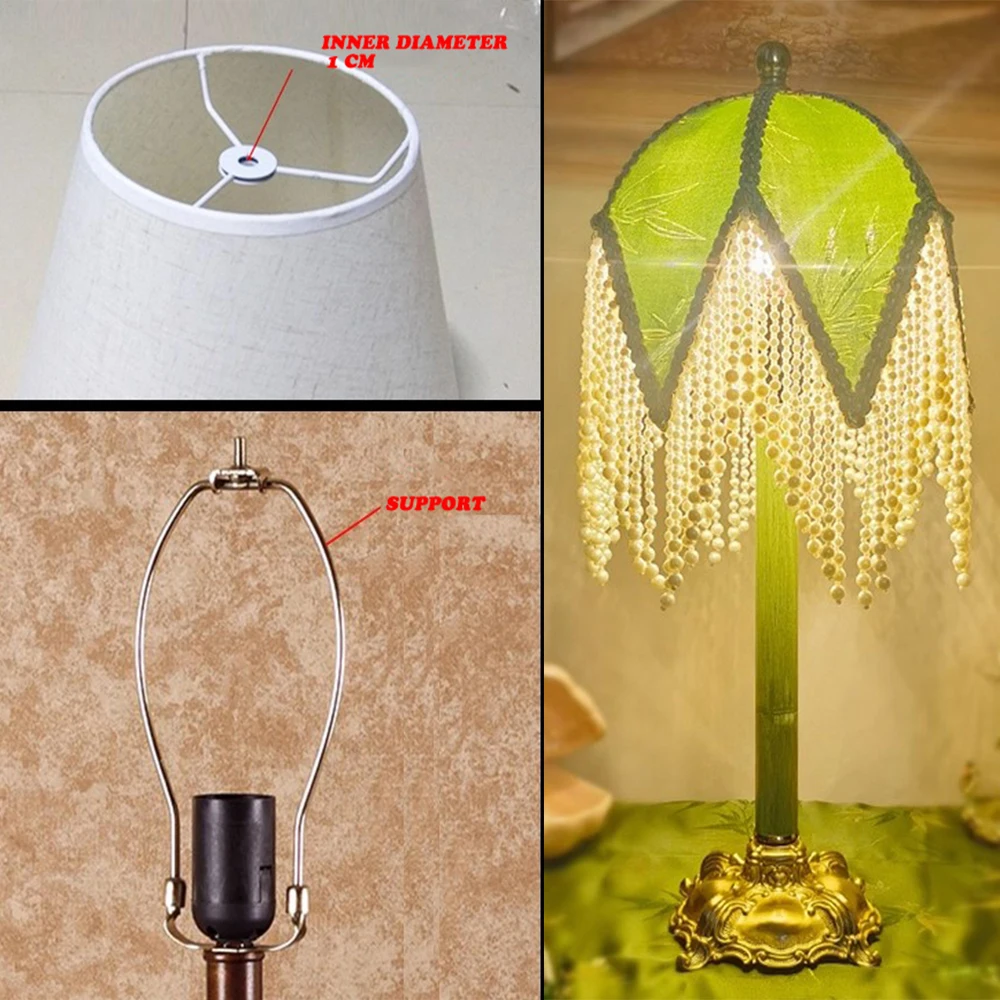 Vintage European Lamp Shades Handmade Crystal Tassels Bead LampShades Fabric For Table Light Cover Floor Lamp Covers Home Decor