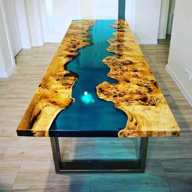 custom.Modern Rectangle Live Resin Epoxy Coffee Table Desk Home Workspace Custom Dining Room Kitchen Restauran