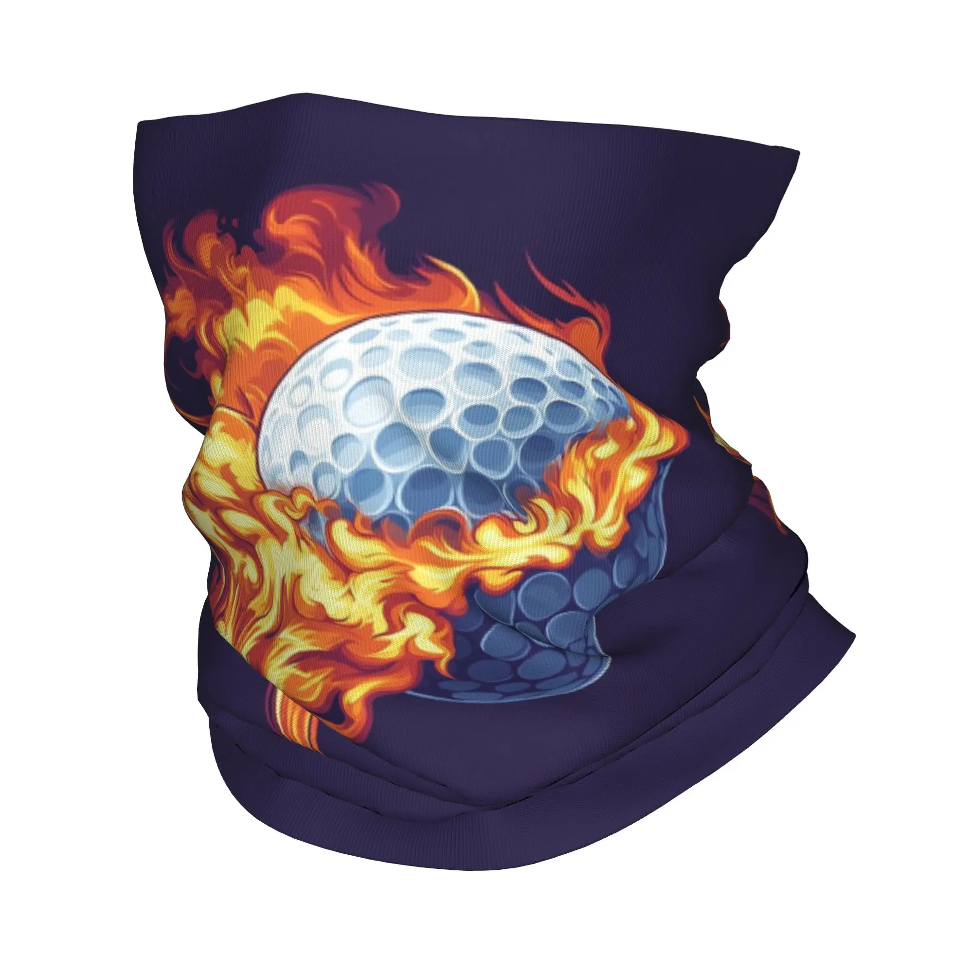 Fiery Golf Ball Dynamic Flame Design Bandana Neck Gaiter Printed Mask Scarf Warm Face Mask Running For Men Women Adult