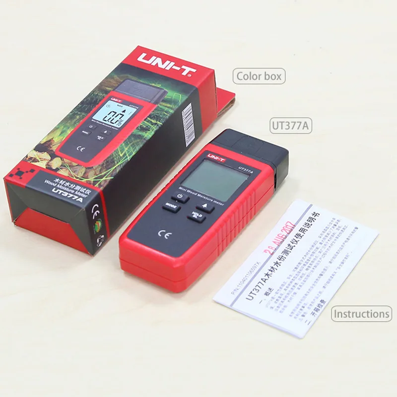 UNI-T UT377A Digitale Hout Vochtmeter Hygrometer Vochtigheid Tester Voor Papier Multiplex Houten Materialen Lcd Backlight