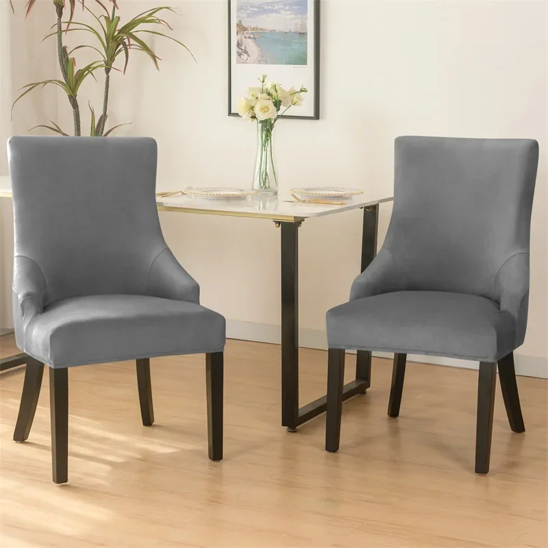 1PC Velvet Chair Cover Anti-dirt Washable Solid Color Seat Slipcover Strech Soft High Back Sloping Chair Case Dining Room Home