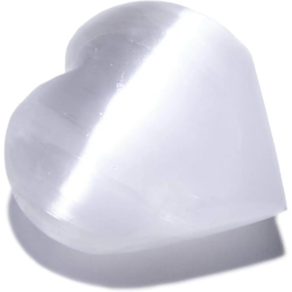 

Natural Selenite Heart Reiki Healing Crystals Palm Worry Stone Stone Spiritual Massage Palmstone Morocco Decoration
