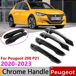 For Peugeot 208 P21 2020 2021 2022 2023 Gloss Black Smart Door Handle Cover Trim Protective Exterior Parts Accessories Stickers