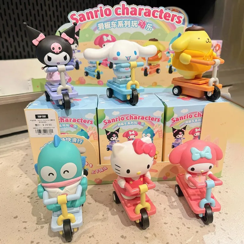 Sanrio Roller Serie Blind Box Figur Kuromi Cinnamoroll Pompom Purin Kerokero Keroppi Action Figuren Modell Statue Spielzeug Geschenk