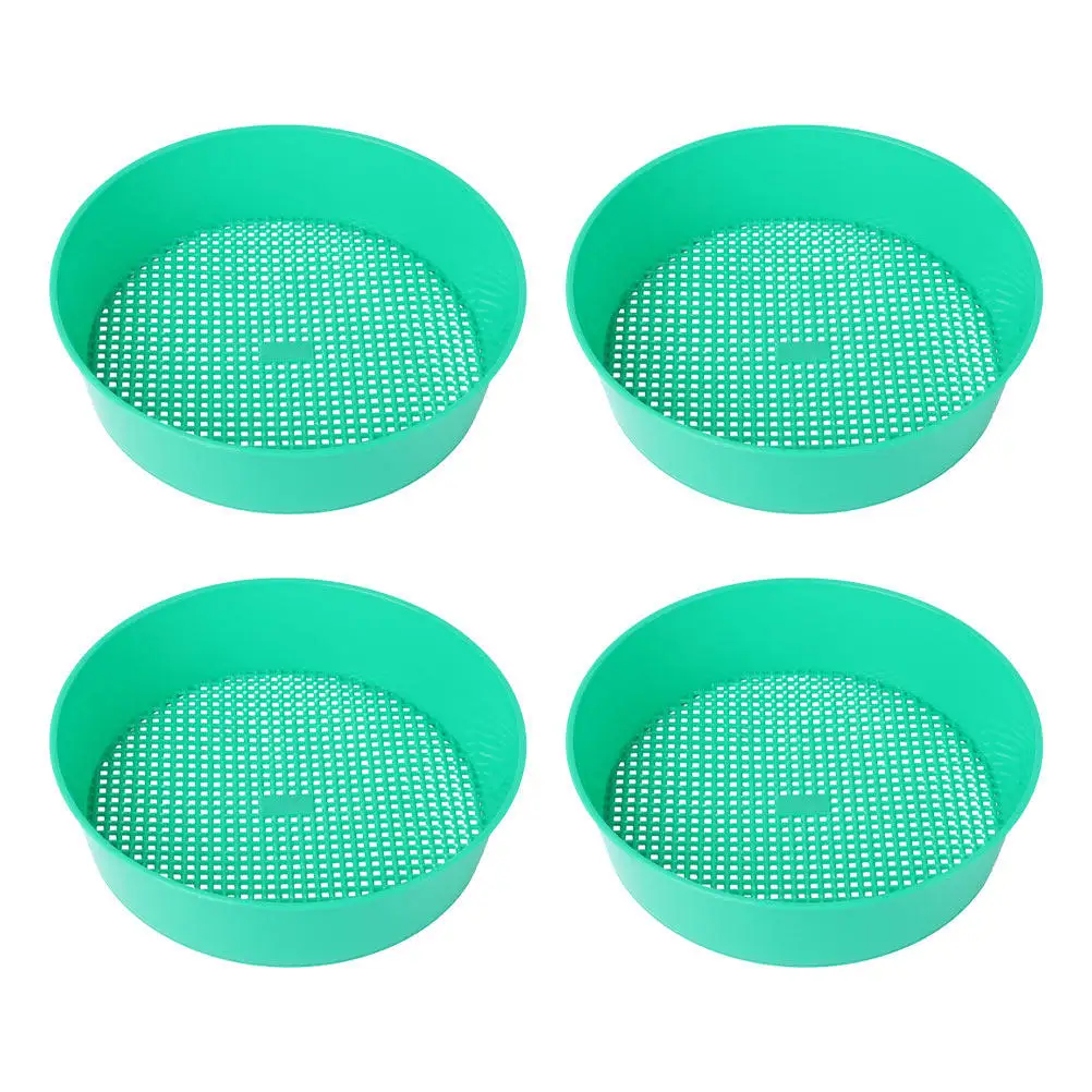 4Pcs Garden Soil Sieve Premium Heavy-Duty Plastic Sifting Pan for Stone Sand Removal Refining Soil Before Planting Gardening