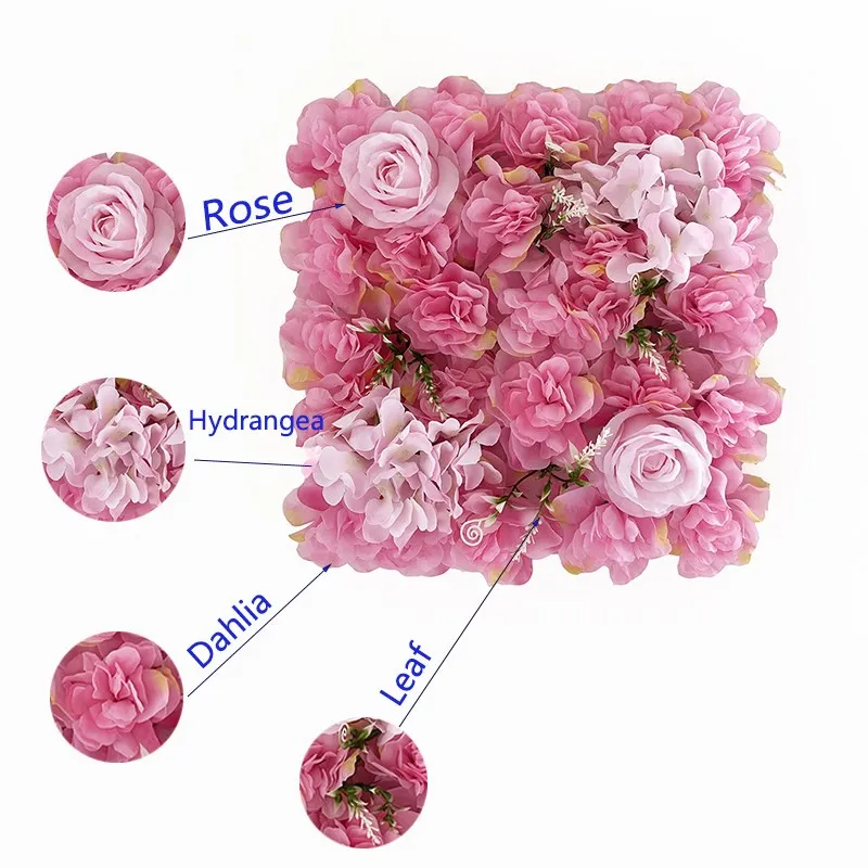  Artificial Flowers Wall Panel Faux Roses Flower Backdrop Wall for Party Wedding Bridal Shower Outdoor Decoration