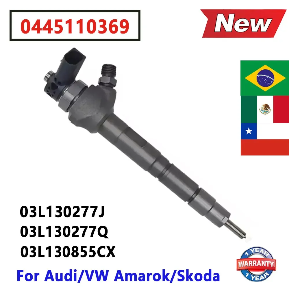 0445110369 Nuevo Inyector de Combustible 0 445 110 369 Piezas de Inyector Diesel Número OEM 03L130277Q ​ 03L130277 J Para VW AMAROK AUDI