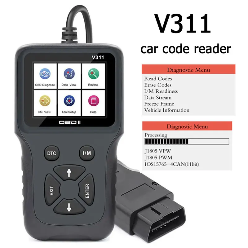 Portable OBD2 Scanner V311 Car Diagnostic Tools Professional Multifunction Color LCD Display Auto Engine Reader ELM327 V1.5