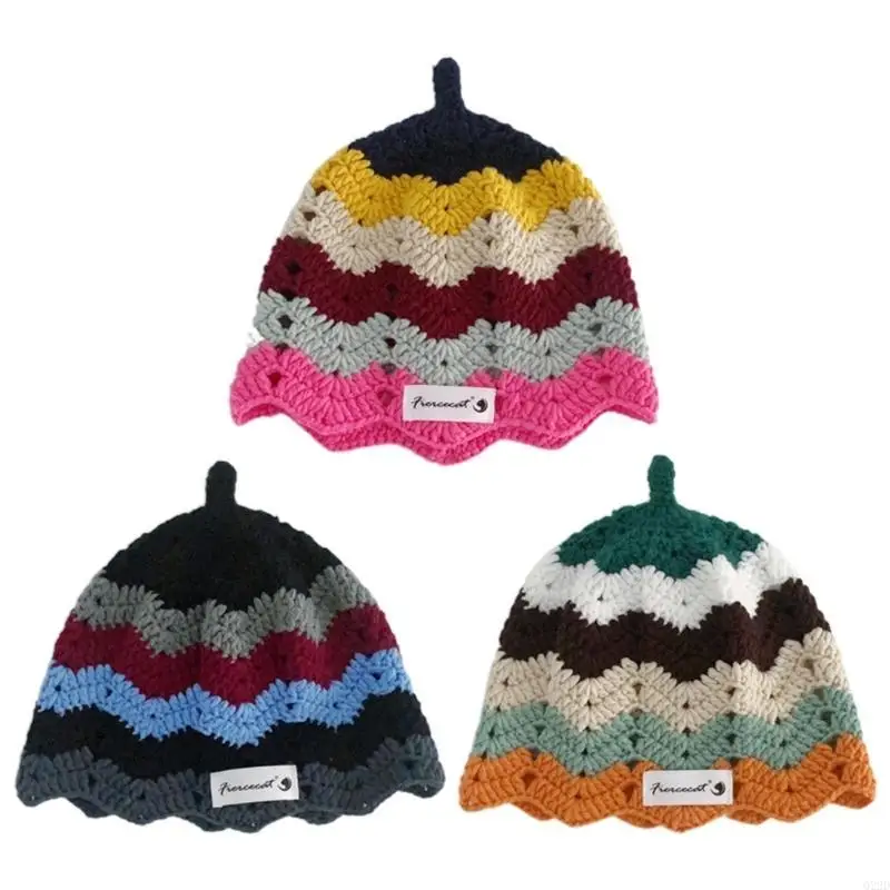

Q22D Stylish Knit Hat with Colorful Lace Trim Stylish Retro Kid Knit Hat Breathable Cap Fashionable Statement Piece for Baby