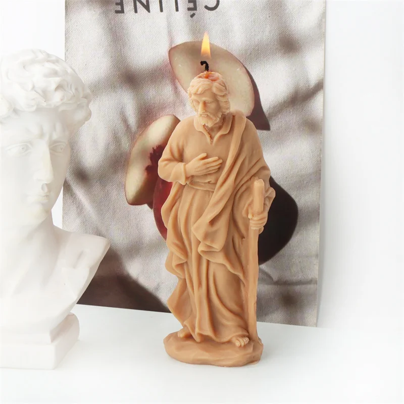 3D Jesus Figurine Candle Mold DIY Catholic Famaily Decoration Jesus Sculpture Cement Plaster Soybean Wax Mould Home Decor Gifts