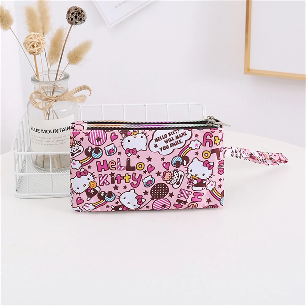 Sanrio Hello Kitty  handbag anime My Melody Cinnamoroll waterproof double zipper coin purse cute doll pattern mobile phone bag