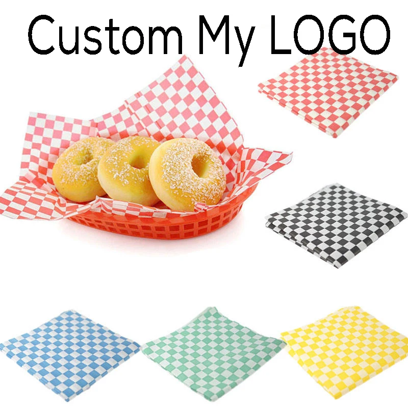 Custom LOGO Printed Wax Paper Sheets Greaseproof Paper Wrapping Tissue Food Picnic Paper