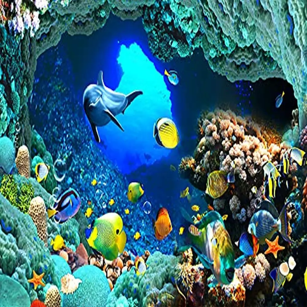 Undersea World Ocean Fish Mural Wallpaper Decoration Living Room Bedroom Dining Room