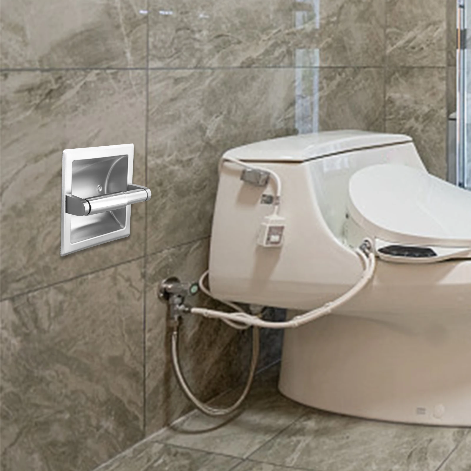 

1pcs Toilet Paper Holder Wall Mounted Recessed Stainless Steel Tissue Holder 15.5cm For Bathroom Tissue Dispensing Tool Fixture