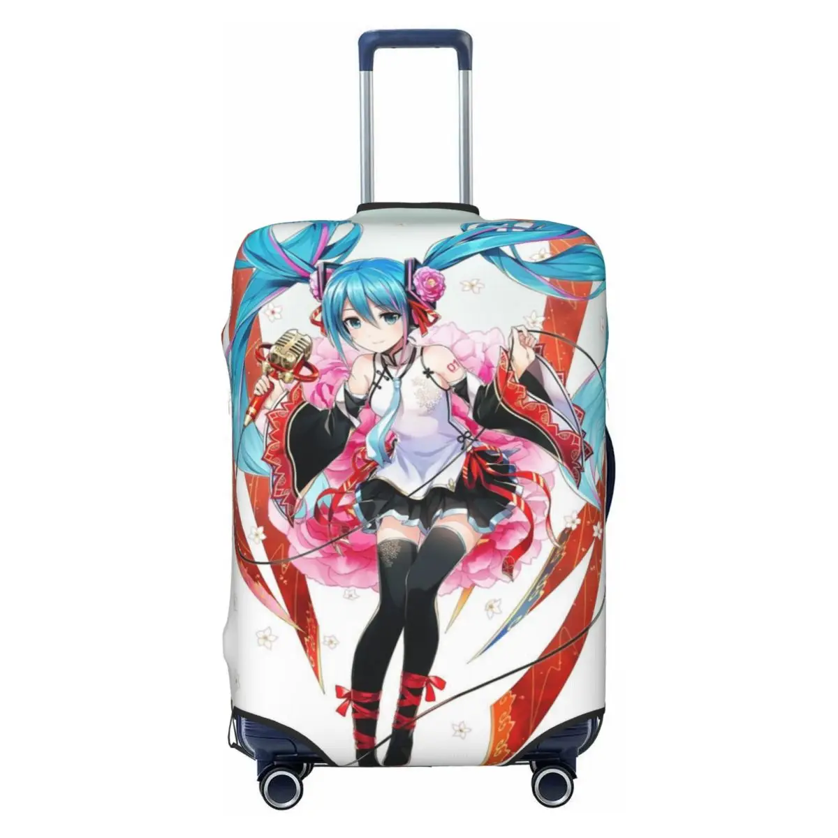 カスタム初音ミク-vocaloid-ロックアニメ荷物カバープロテクターファッション旅行スーツケース保護カバー-18-32-インチ用