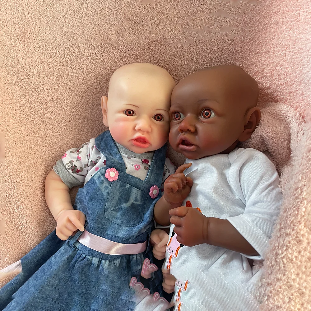 18 pollici non verniciato carino pelle africana neonato coccolone pieno platino Silicone corpo Bebe ragazza nera bambola rinata fatta a mano 3D