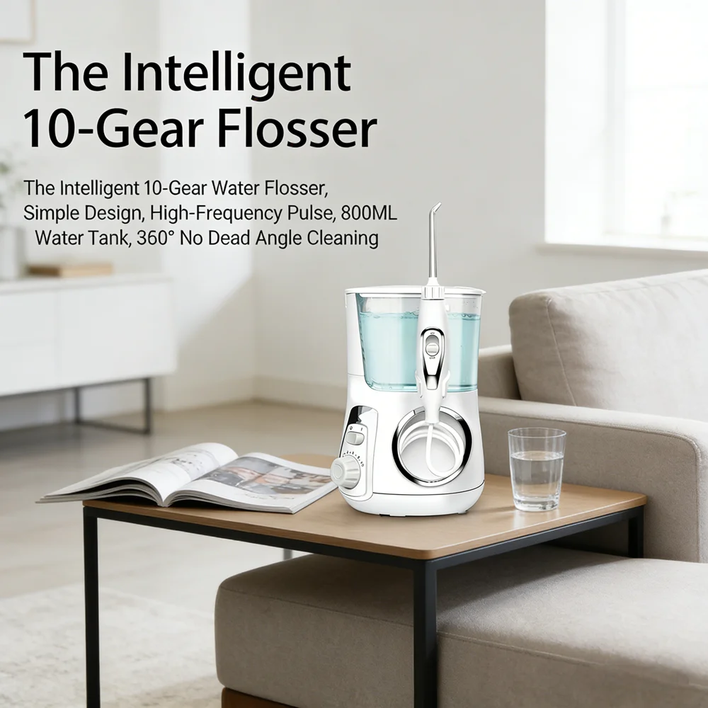 

10 Modes Electric Dental Flosser 5 Nozzles 800ML Water Flosser for Home Use Teeth Cleaning Rechargeable Oral Irrigator