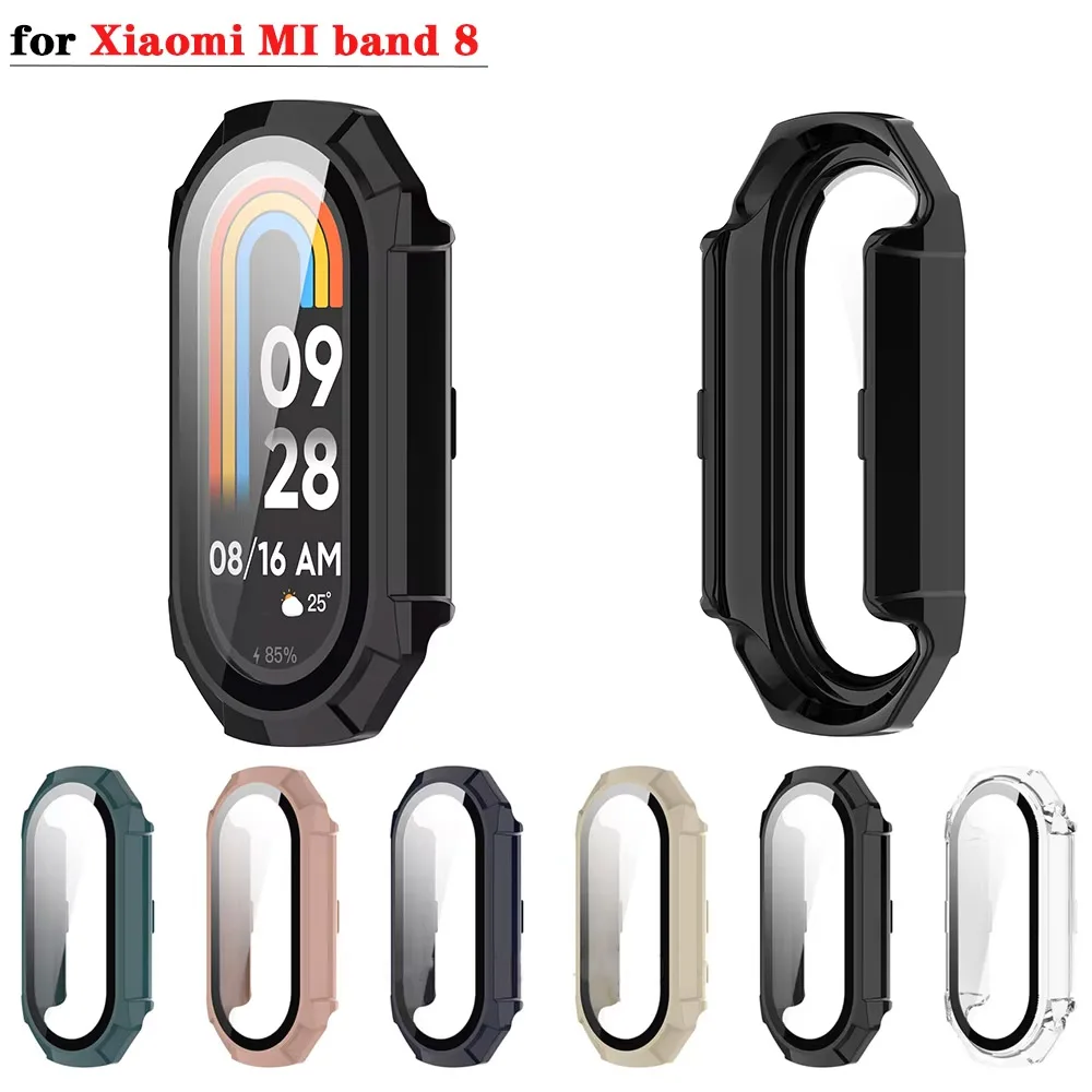 PC-Hartschale + Glas für Xiaomi Mi Band 8, Displayschutzfolie, Stoßstangen-Schutzhülle für Mi Band 8 Miband 8 NFC-Zubehör, TPU-Folie