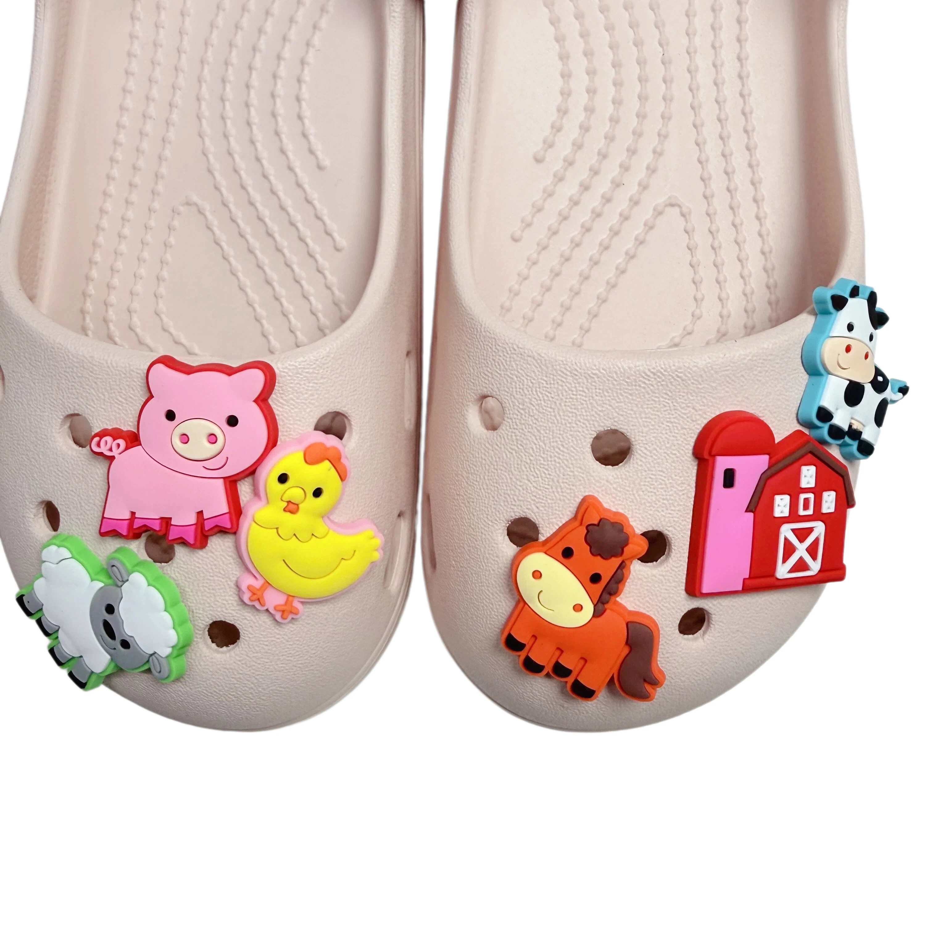 New Arrival 1/6Pcs Chicken Sheep Adult Clog Buckle Charms Farm Barn PVC Shoe Decorations DIY Phone Case