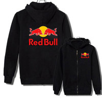 New Red Bull men's pocket zipper clothes cardigan with fleece top jacket hooded casual sports men's clothing