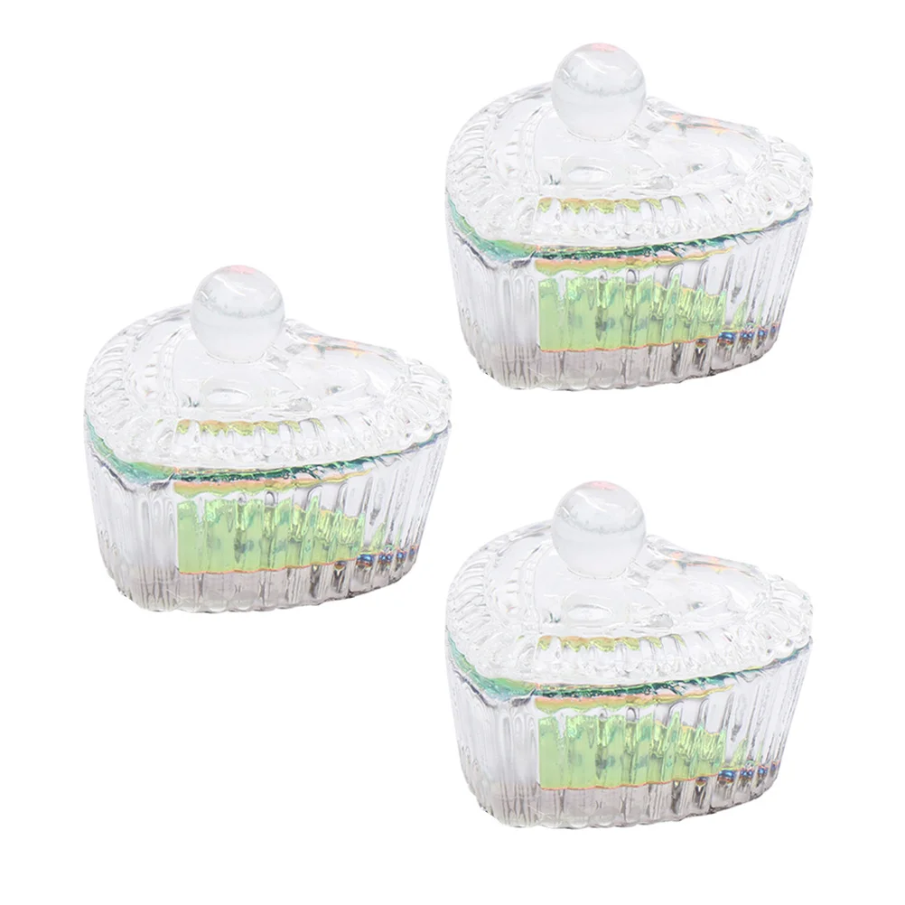 Copo de vidro para arte em unhas, 3 peças, elegante, tigela de pó para manicure, copo de limpeza compacto para mistura de esmalte e caneta, uso de lavagem