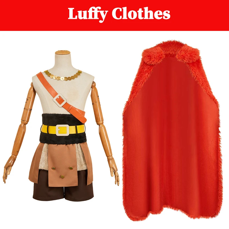 

Luffy Cosplay Anime Pirate Elbaf Costume Red Cloak Set Men Adult Male Disguise Fantasia Clothing Halloween Party Carnival Suits