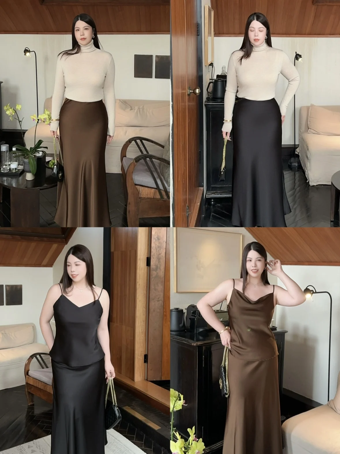 Elegant Commute Satin Fish Tail Skirt Set plus Size High Waist A-Line Long Dress Casual Summer Fashion Trendy Zipper Closure