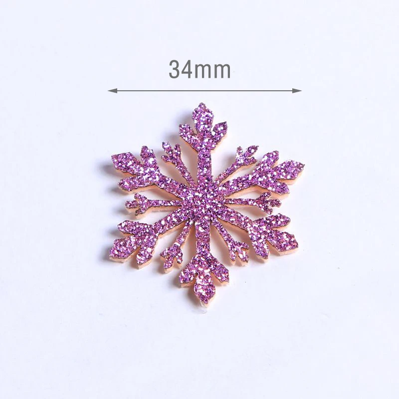 10pcs Gold Silver Glitter Powder Snowflake Strings Christmas Tree Hanging Pendant Ornaments Decoration Party Fake Snow  34/36mm