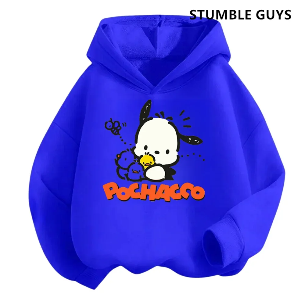 Fahion Pochacco Trucksuit Cartoon Boys and Girls 3-14 Years Old Kawaii Street Casual Sweatshirt Children\'s Sports Hoodie Set