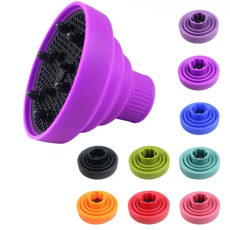 New 1PC Foldable Silicone Hairdryer Diffuser Cover Temperature Resistant Silica Hairdressing Curly Styling Hair Care Salon Tool