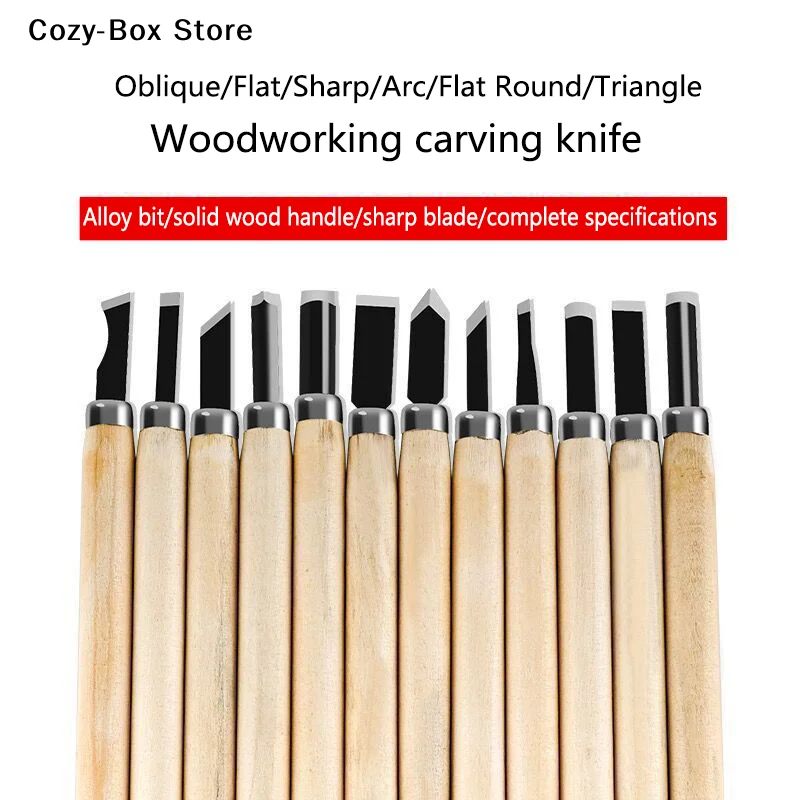 [ZY]12Pc Hand Tools Gouges Knife Kit Woodworking Carving Wood Carving Chisels Set For Basic Cutting&Detailed[ZY]