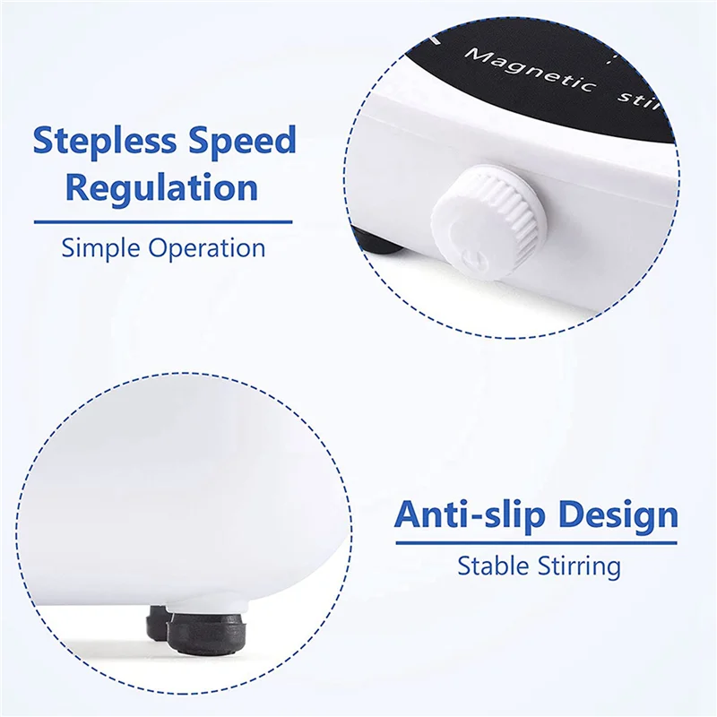 5X Magnetic Stirrer Mini Lab Stir Mixer Portable Stirrer Plate With Stir Bar 2L 4000RPM For Laboratory EU Plug