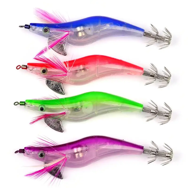 1pcs Electronic Flashing LED Fishing Lure In Water Tackle Tool Minnow Luminou Squid Jig Shrimp Bait Night Fishing Lure Gear