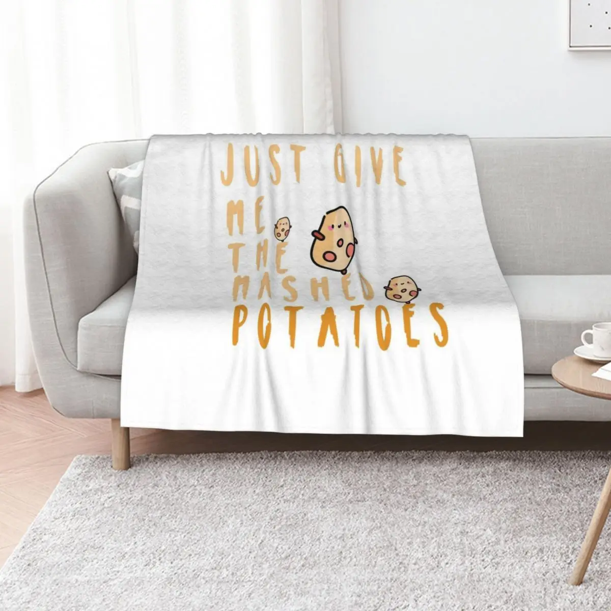 just give me the mashed potatoes Throw Blanket Personalized Gift Cute Plaid Comforter for sofa Hairy Plush Blankets