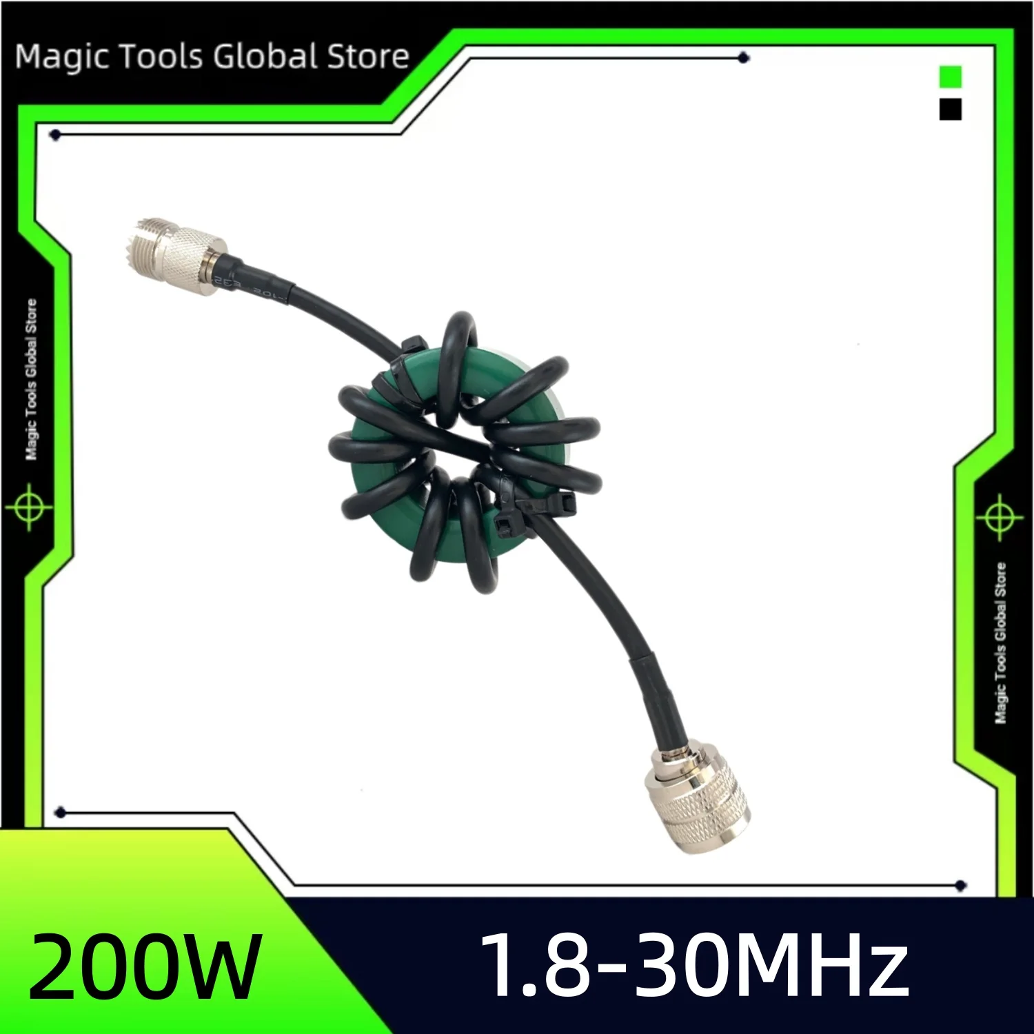 1.8-30MHz 200W HF Choke Balun Núcleo magnético adequado para testes de rádio de ondas curtas de alta frequência