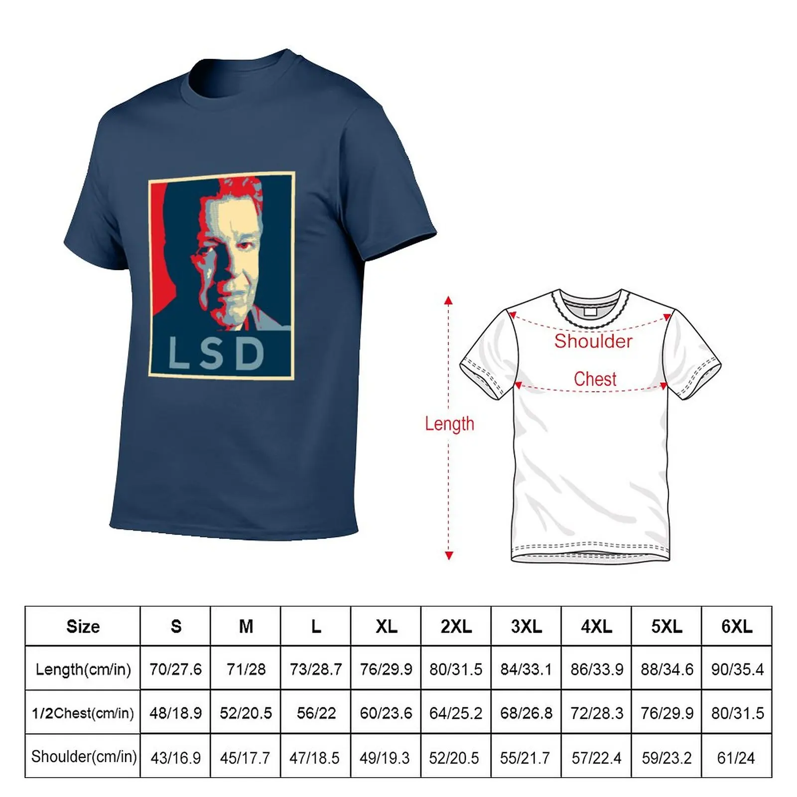 Camiseta con póster LSD para hombre, tops bonitos de gran tamaño, ropa