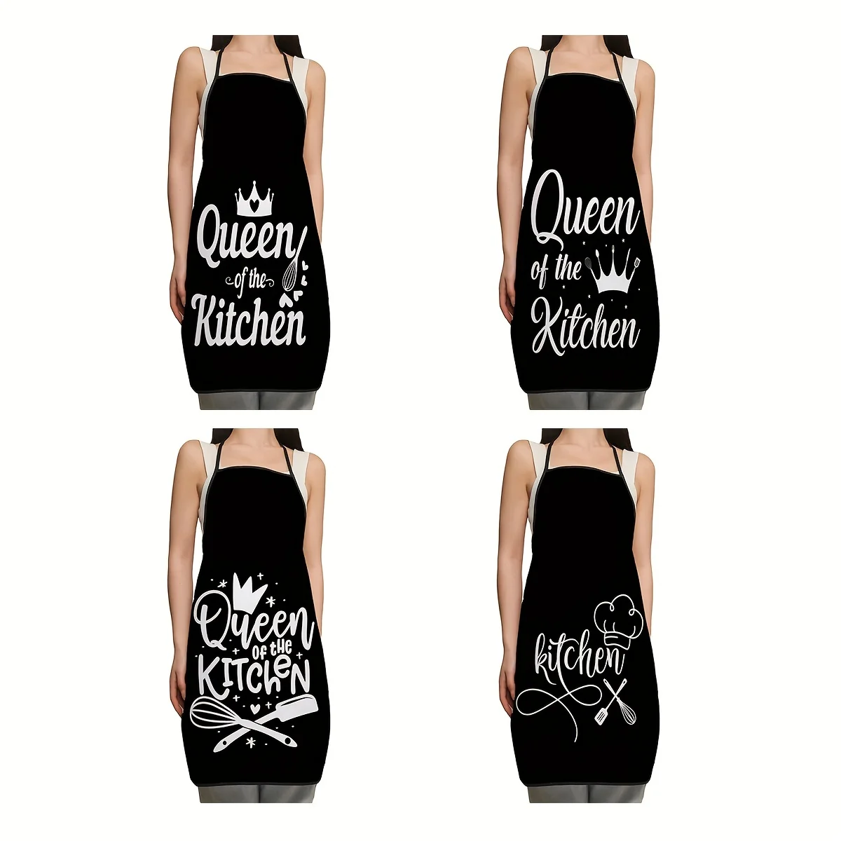 Schicke modische Schürze mit Buchstabendruck, strapazierfähiges Polyester, für Küche, Kochen, Backen, verstellbarer Umhängeband für den Einsatz in Küche und Esszimmer