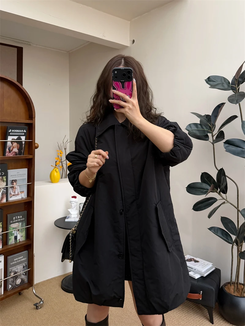 

Теплая хлопковая куртка женская с воротником-стойкой, средней длины, легкая, осенне-зимняя, новая, стильная, художественная, теплосберегающая