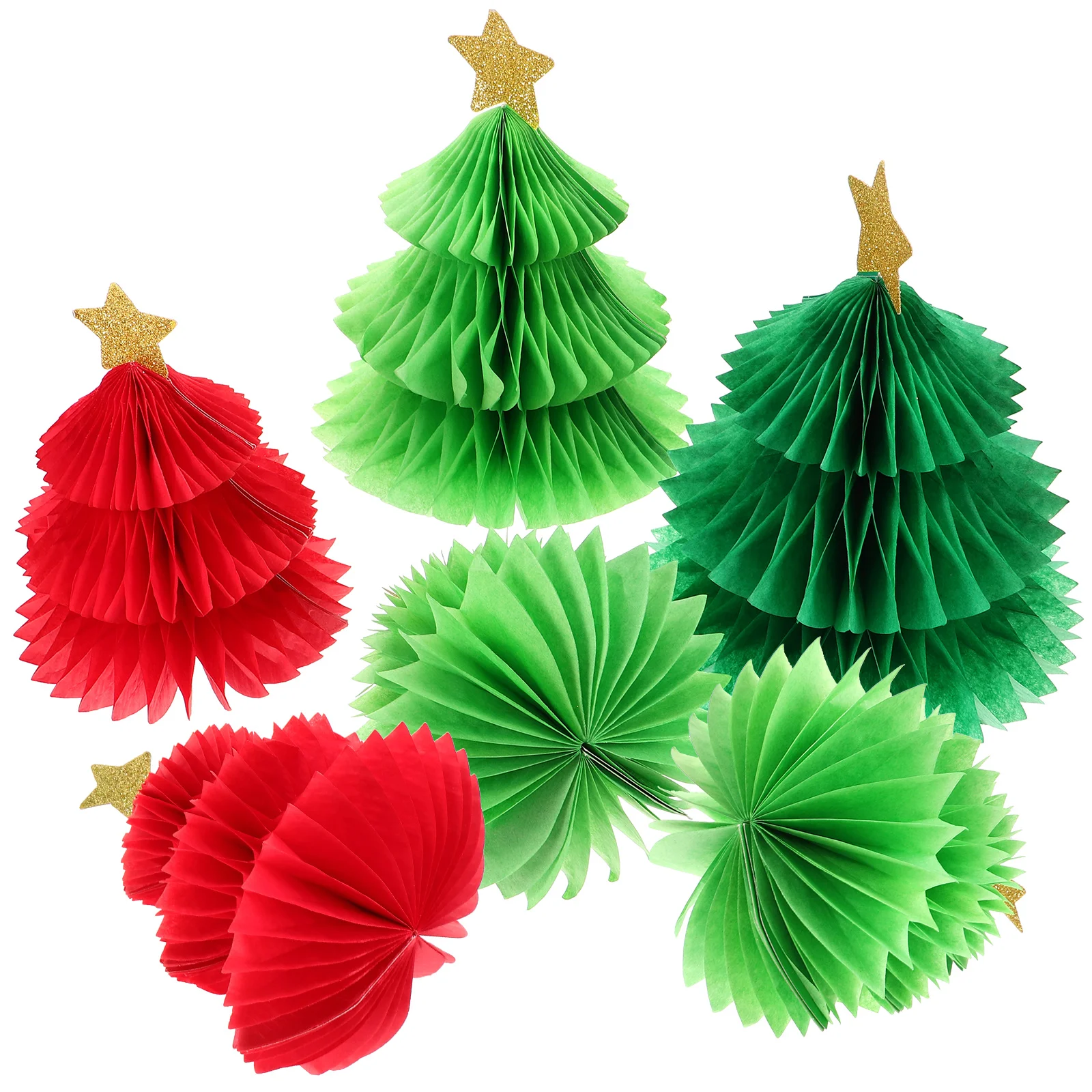 

6 Pcs Christmas Tree Decoration Beautiful Centerpieces Desktop Honeycomb Decorations Generous Paper