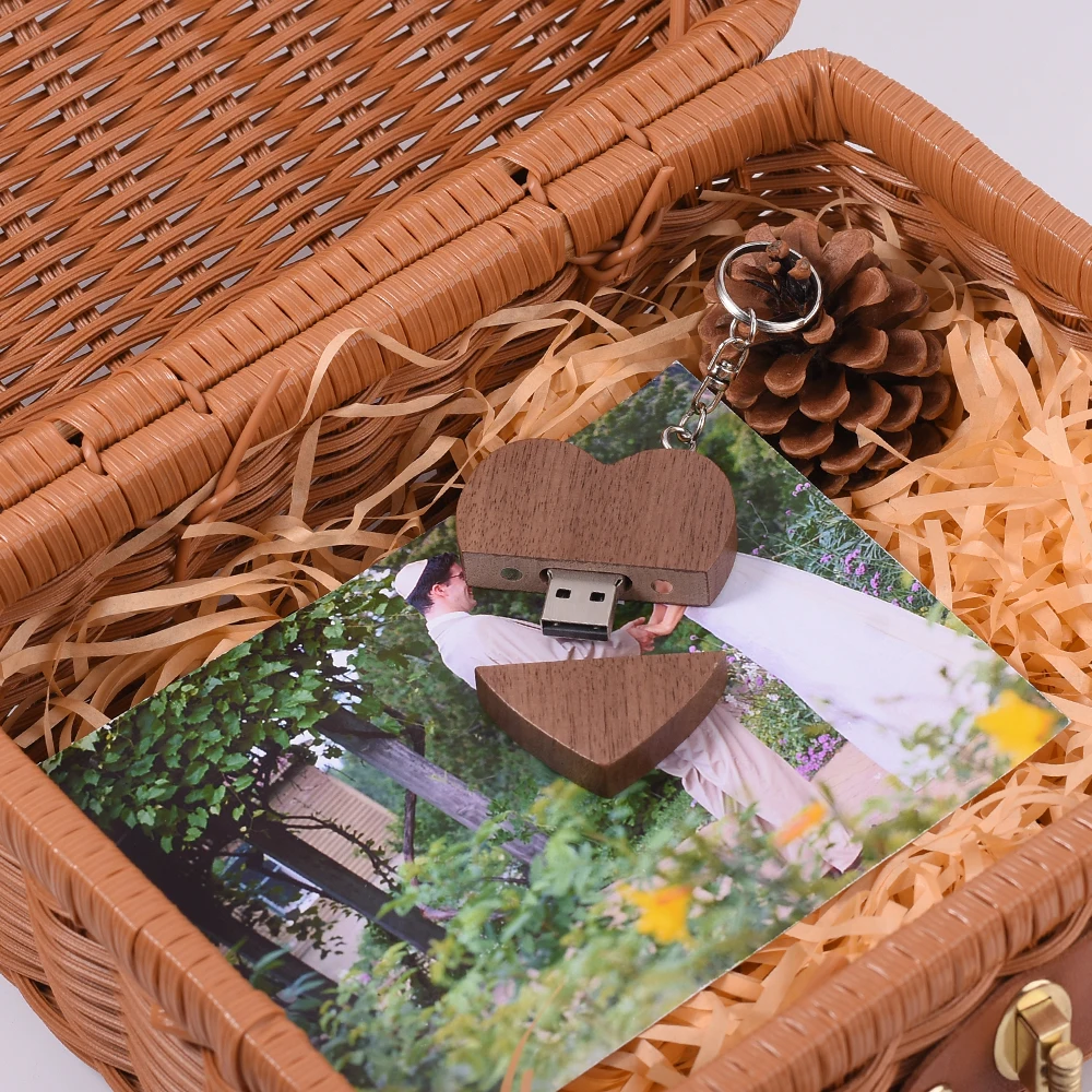 Companion Gift Box USB Flash Drive 128GB Handmade Rattan Woven Suitcase Pen Drive 64GB Picnic Basket Pendrive Retro Storage Box